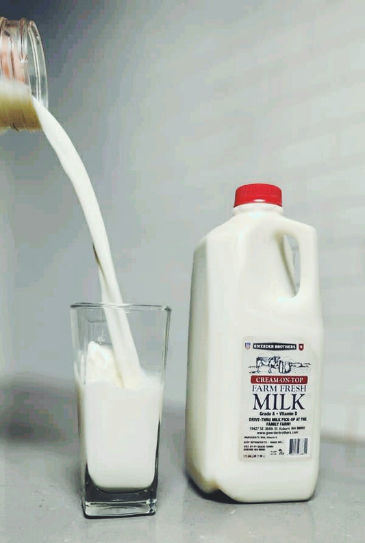 Farm fresh whole milk.