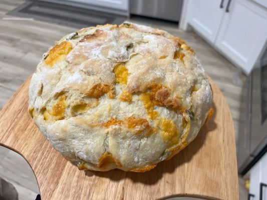 Jalapeno and cheddar artisan bread.