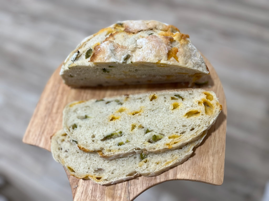 Jalapeno and cheddar artisan bread.